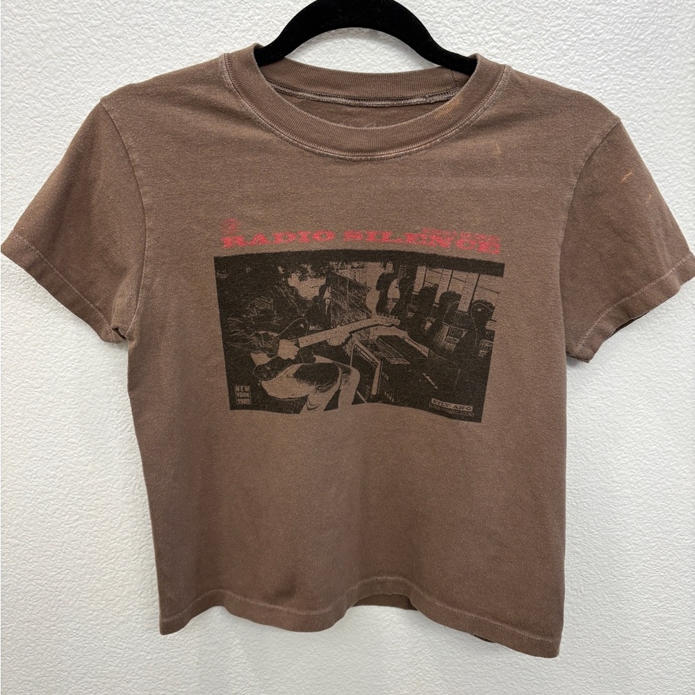 John Galt Brandy Melville Radio Silence Brown Graphic Baby T-Shirt OS